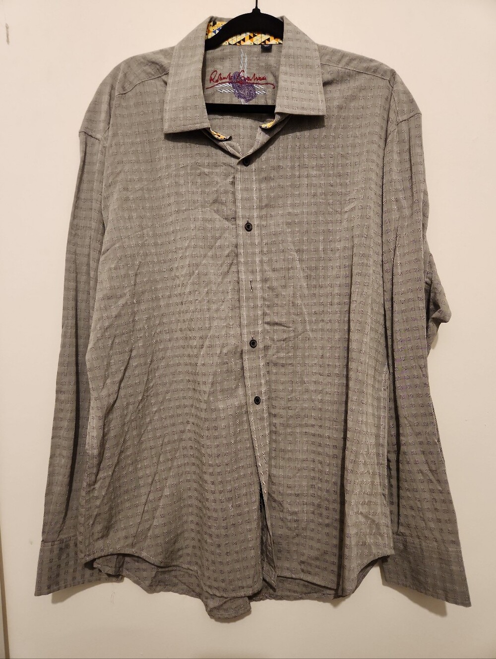 Robert Graham Gray Dress Shirt Button Up Pattern Shirt Size 2xl Mens